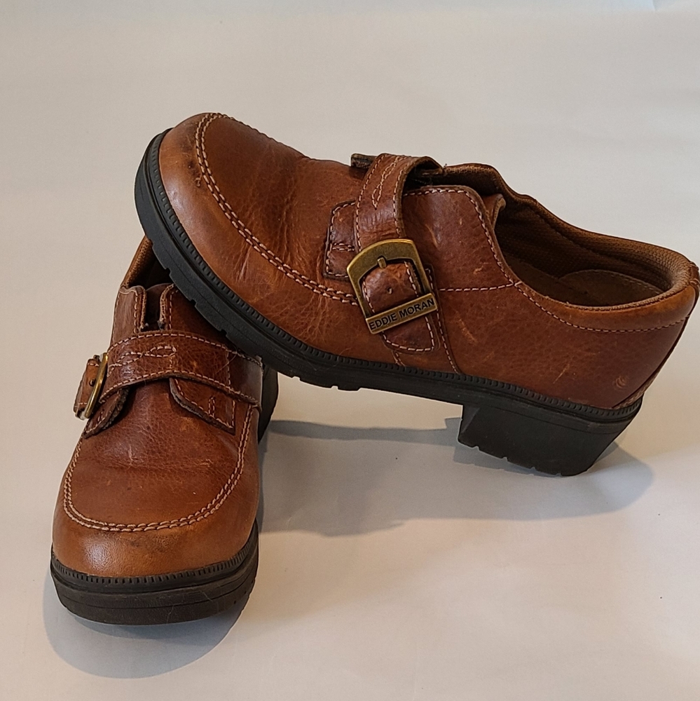 Eddie Moran leather buckle shoes, sz 8